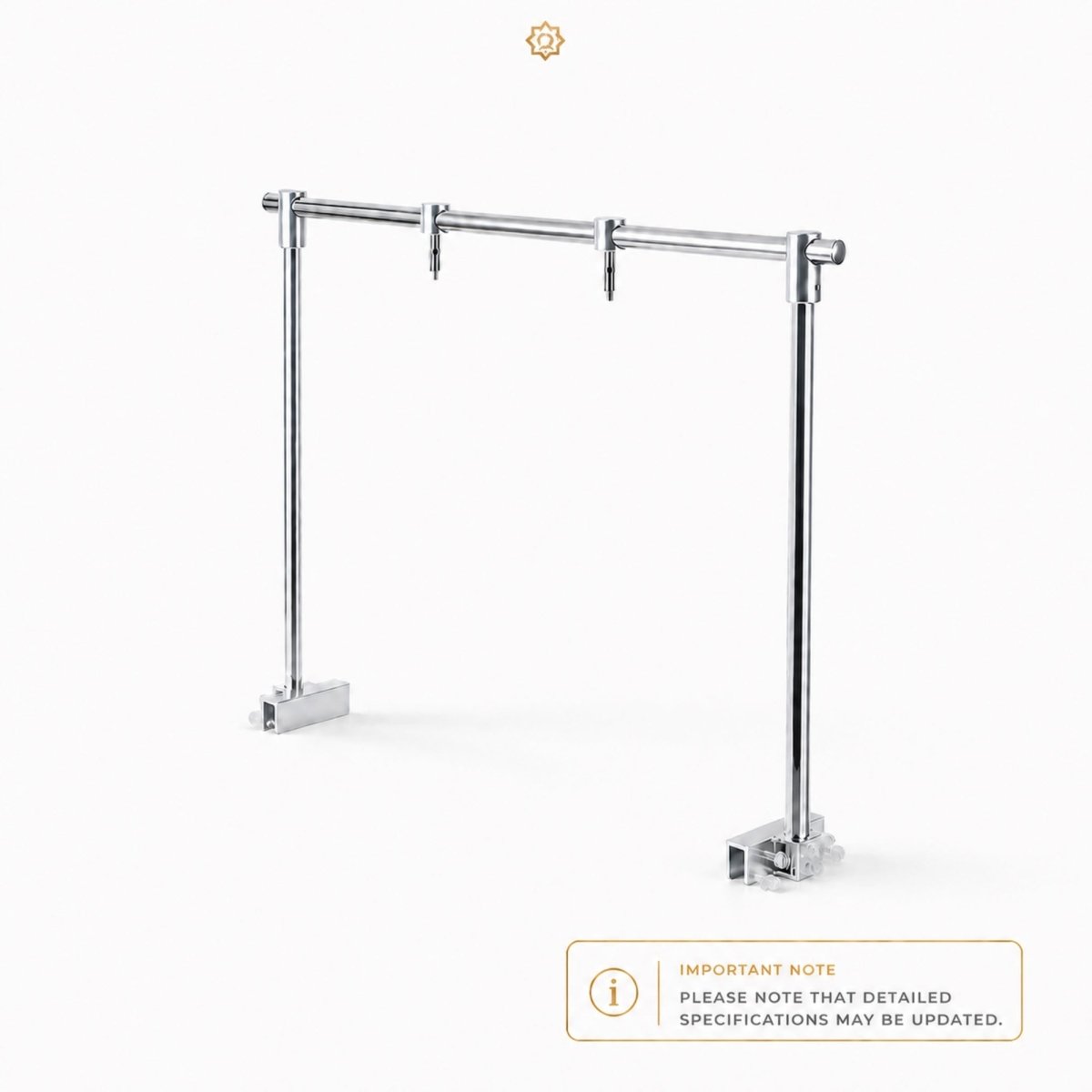 Sleek premium stainless steel Kouvr aquarium light suspension arch stand showcasing a minimalist design on a clean white background.