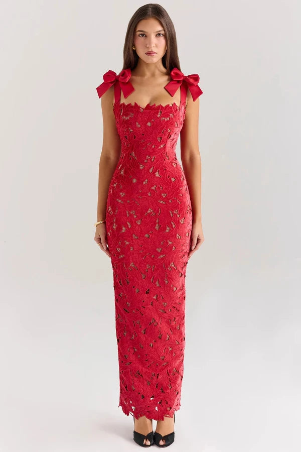 Penelope Red Velvet Maxi Dress