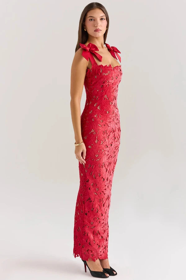 Penelope Red Velvet Maxi Dress