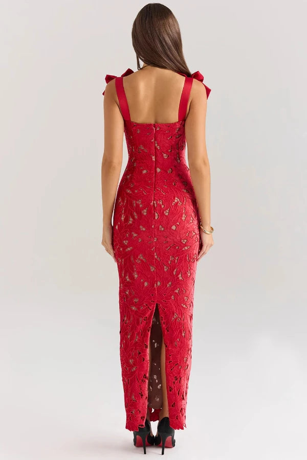 Penelope Red Velvet Maxi Dress