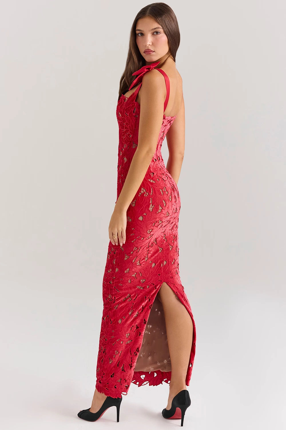 Penelope Red Velvet Maxi Dress