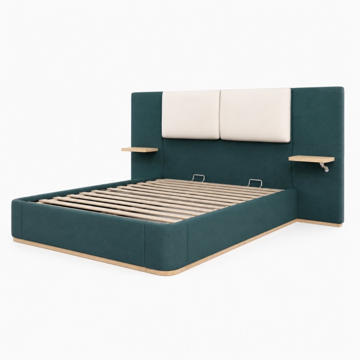Detail shot demonstrating the water resistance, easy-to-clean surface, and high-density durability of the PU material headboard cushions for late-night reading support.